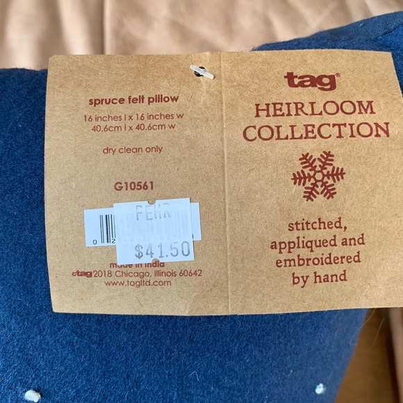 NEW Blue Felt Spruce Tree Pillow - Picture 3 of 3